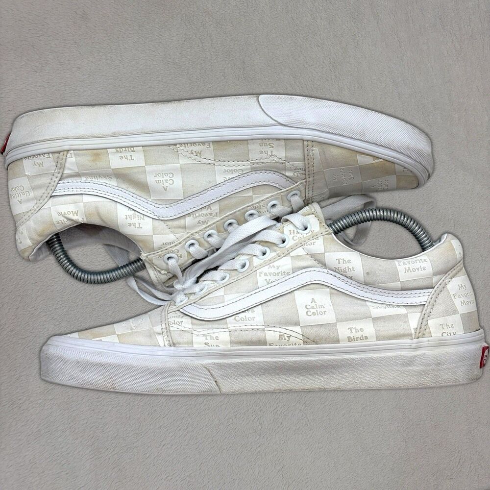 Vans Old Skool Men's 11 507452 White Lowtop Canvas Skateboarding Shoes Checkered